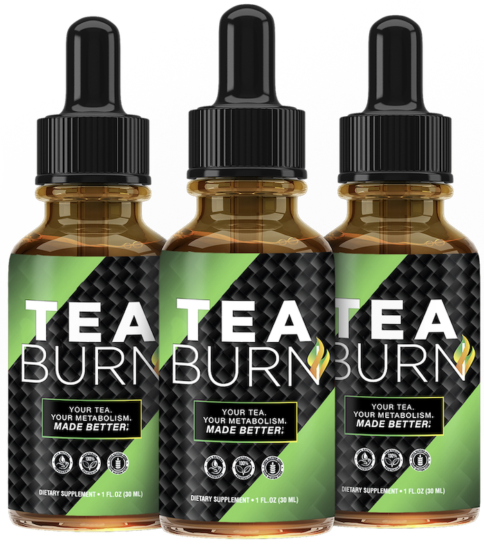 Tres frascos con gotero de Tea Burn